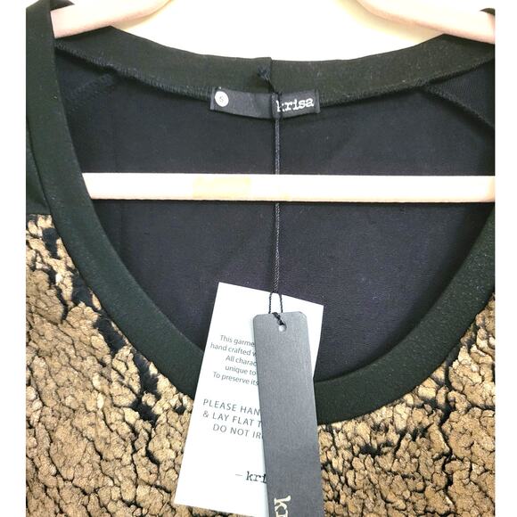 NWT Revolve Krisa Gold And Black Faux Shearling Pullover Sweater S - Picture 2 of 4